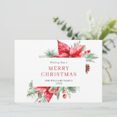 水彩ポインセチア寄せ木クリスマス挨拶 シーズンカード (スタンド正面)