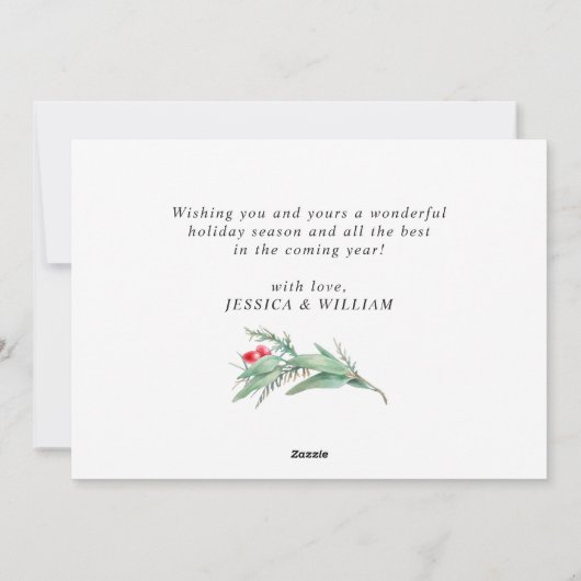 水彩ポインセチア寄せ木クリスマス挨拶 シーズンカード (裏面)