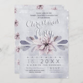 水彩ポインセチア年間クリスマスパーティー 招待状 (正面/裏面)