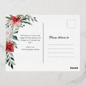 水彩ポインセチア花と写真と金ゴールド 箔シーズンポストカード (裏面)