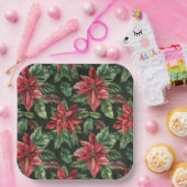 水彩ポインセチア花クリスマス ペーパープレート (パーティー)