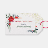 水彩ポインセチア花ホリークリスマス ギフトタグ (正面(横))