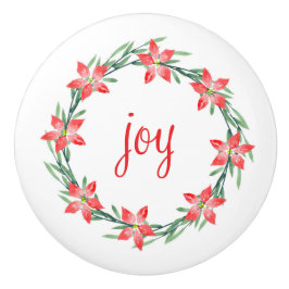 水彩ポインセチア葉 セラミックノブ