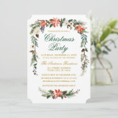 水彩ポインセチア金ゴールドグリーンクリスマスパーティー 招待状 (スタンド正面)