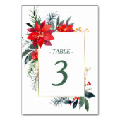 水彩ポインセチア金ゴールドフレーム結婚クリスマス テーブルナンバー (裏面)