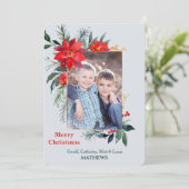 水彩ポインセチア金ゴールドフレーム縦写真 (スタンド正面)