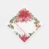 水彩ポインセチア金ゴールド(ばちゃばちゃ)跳ねる パーソナライズされた スタンダードランチョンナプキン (角)