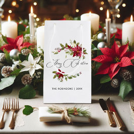 水彩ポインセチア・クリスマス スモールペーパーバッグ