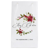 水彩ポインセチア・クリスマス スモールペーパーバッグ (正面)