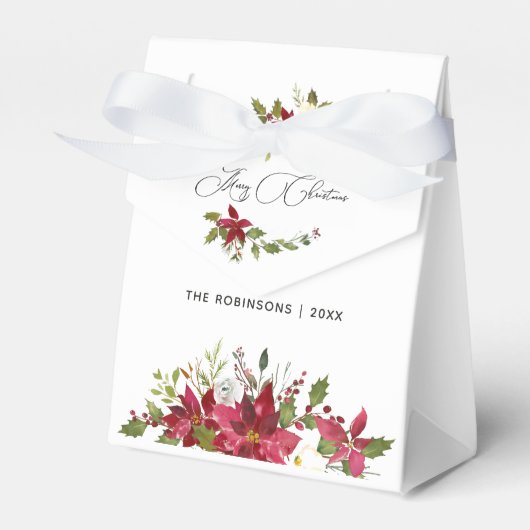 水彩ポインセチア・クリスマス フェイバーボックス (正面サイド)