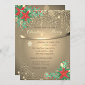 水彩ポインセチア コンフェッティカンパニー クリスマス 招待状 (正面/裏面)
