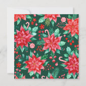 水彩ポインセチア、ホリーとパインクリスマス シーズンカード (裏面)
