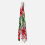 水彩ポインセチア&ホリークリスマスフローラ ネクタイ (裏面)