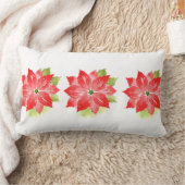 水彩ポインセチア ランバークッション (ブランケット)