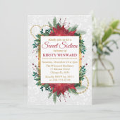 水彩ポインセチア 冬のクリスマス スイート16 招待状 (スタンド正面)