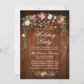 水彩ポインセティアウッドライツホリデーパーティー 招待状 (正面)