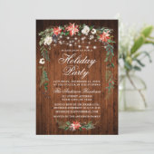 水彩ポインセティアウッドライツホリデーパーティー 招待状 (スタンド正面)