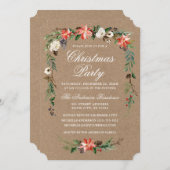 水彩ポインセティアクラフトクリスマスクリスマスパーティー 招待状 (正面/裏面)