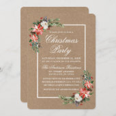 水彩ポインセティアクリスマスパーティークラフト 招待状 (正面/裏面)