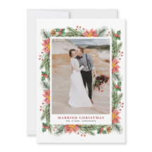 水彩ポインセティアスクリスマスフレ結婚ーム