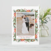 水彩ポインセティアスクリスマスフレ結婚ーム シーズンカード (スタンド正面)
