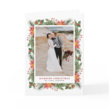 水彩ポインセティアスクリスマスフレ結婚ーム