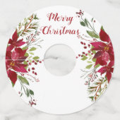 水彩ポインセティアスフローラクリスマスパーティー ワイングラスタグ (正面)