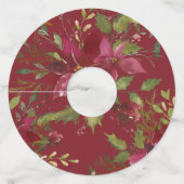 水彩ポインセティアスフローラクリスマスパーティー ワイングラスタグ (裏面)