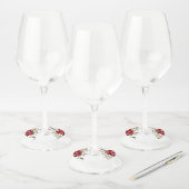 水彩ポインセティアスフローラクリスマスパーティー ワイングラスタグ (セット)