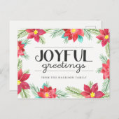 水彩ポインセティアスホリデーハガキ シーズンポストカード (正面/裏面)