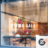 水彩ポインセティア冬物セールウィンドウデカール ウィンドウサイン (カフェ窓)