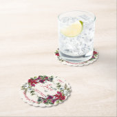 水彩ポインセティア、柊、松のクリスマスパーティー ペーパーコースター (インサイチュ)