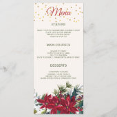 水彩ポインセティア、柊、松のクリスマスパーティー メニュー (裏面)