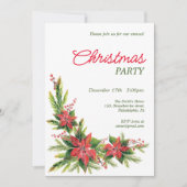水彩ポインセティシアクリスマスパーティの招待状 招待状 (正面)