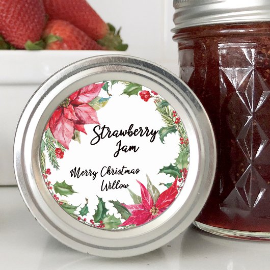 水彩ポインセティ空白のア ラウンドシール