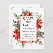 水彩ポイントセティアフローラ保存日 ポストカード (正面/裏面)