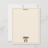 水彩ポッテッドプラントテラコッタポット名 ノートカード (正面)