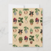 水彩ポッテッドプラントテラコッタポット名 ノートカード (裏面)