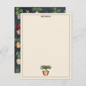 水彩ポッテッドプラントテラコッタポット 素朴 ノートカード (正面/裏面)