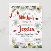 水彩ポップな誕生日の女の子とコバチ 招待状 (正面/裏面)