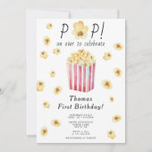 水彩ポップに遊びにきて!子供の誕生日パーティー 招待状 (正面)