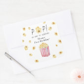 水彩ポップコーン子供の誕生日パーティー スクエアシール (封筒)