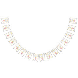 水彩ポップコーン子供の誕生日パーティー バンティングフラッグ