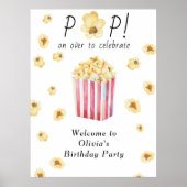水彩ポップコーン子供の誕生日パーティー ポスター (正面)