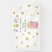 水彩ポップコーン子供の誕生日パーティー 横断幕 (縦)