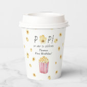 水彩ポップコーン子供の誕生日パーティー 紙コップ (裏面)