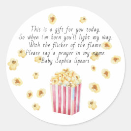 水彩ポップコーン祈りの言葉キャンドル ラウンドシール