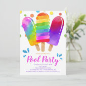 水彩ポップシクル プールパーティー 招待状 (スタンド正面)
