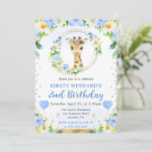 水彩ポップジャングルキリン誕生日 招待状 (スタンド正面)