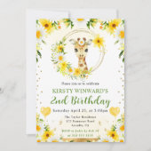 水彩ポップジャングルキリン誕生日 招待状 (正面)